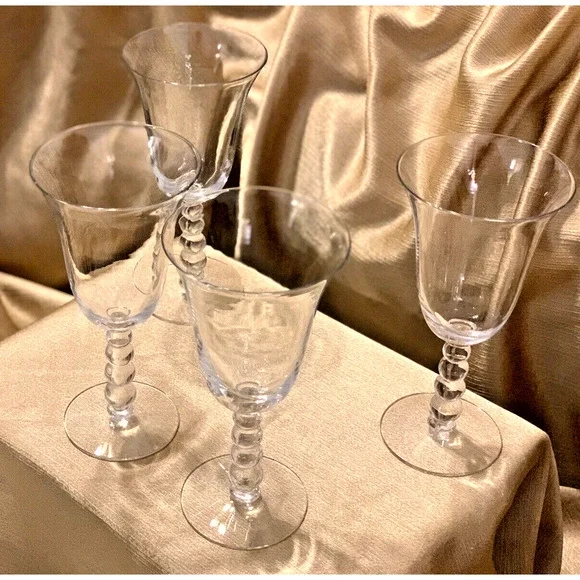 Imperial Crystal Candlewick #3400 7.5” Goblet Ball Stem Glasses 9 oz 4pc 1958 - Picture 3 of 8